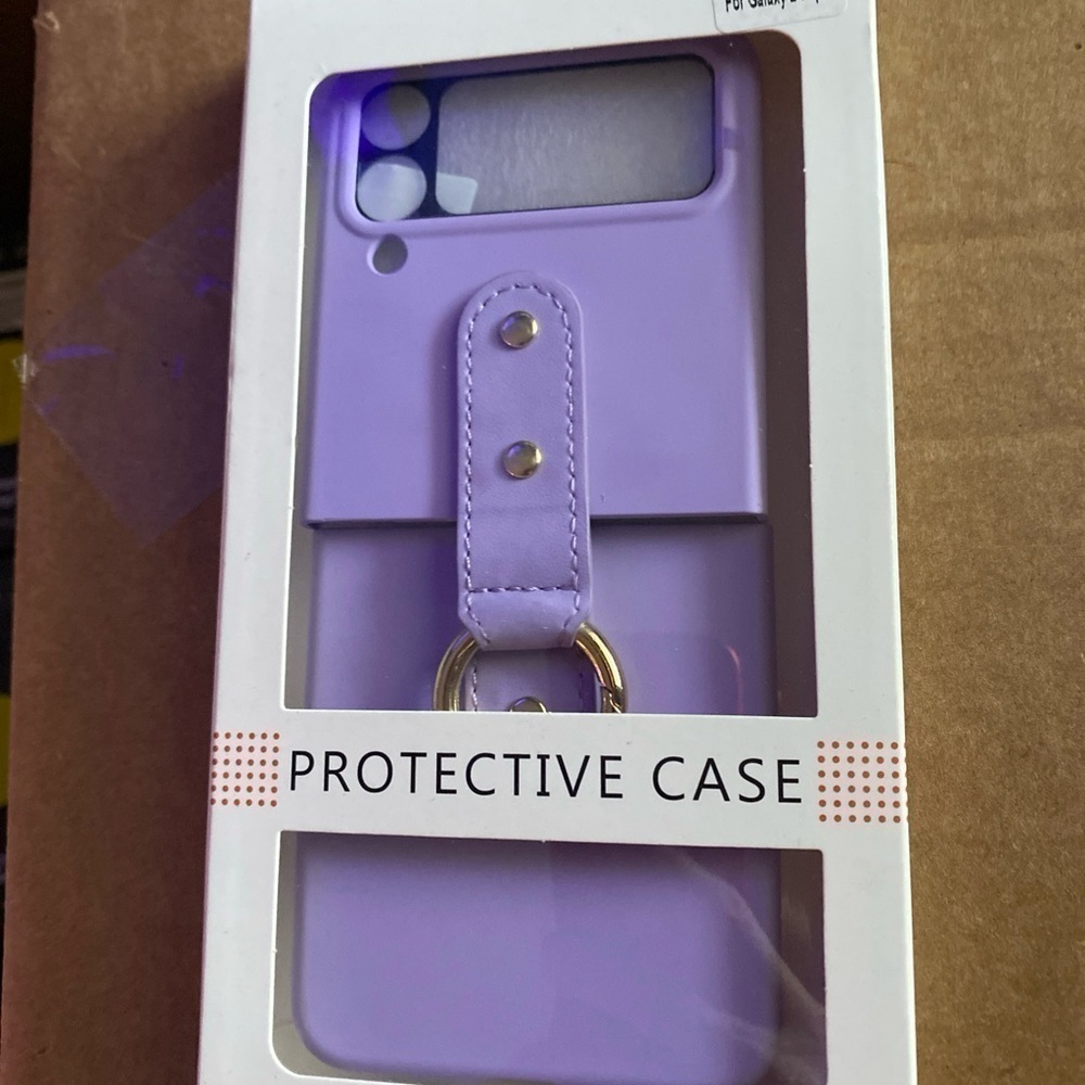 Samsung Galaxy Z Flip 4 cover purple ring holder case - Picture 2 of 4